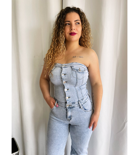 Macacão de Ganga Wide Leg