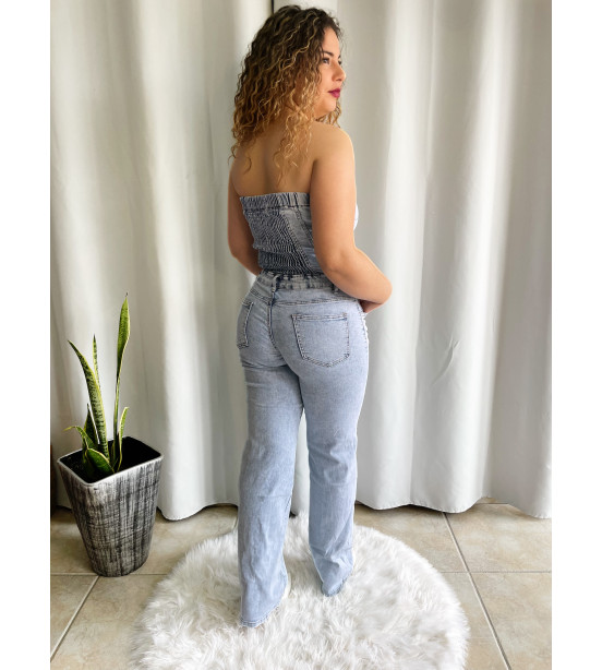 Macacão de Ganga Wide Leg