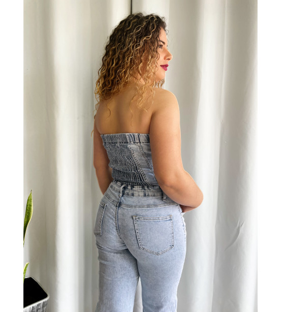 Macacão de Ganga Wide Leg