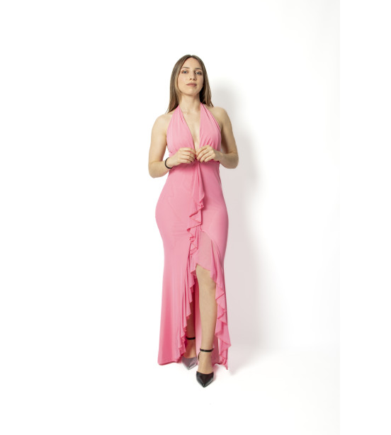 Vestido Rosa em Tule com Folho