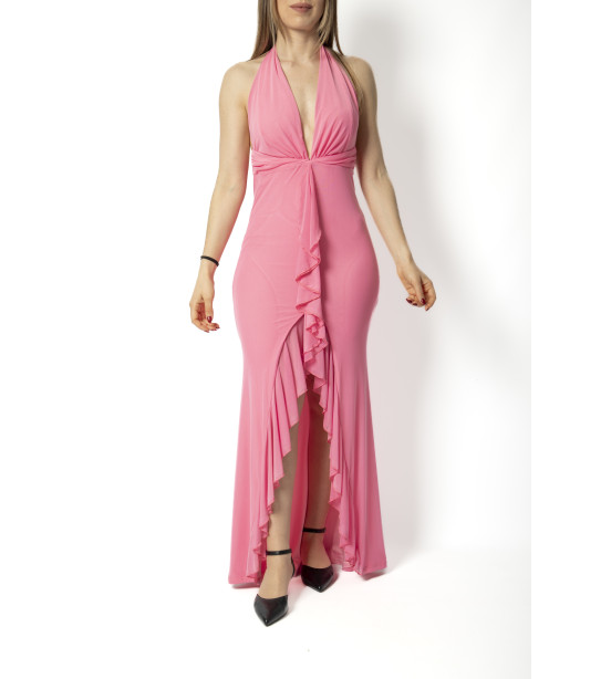 Vestido Rosa em Tule com Folho