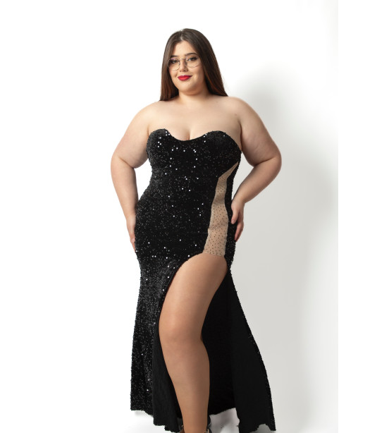 Vestido Gala com Transparência