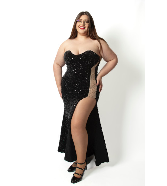 Vestido Gala com Transparência