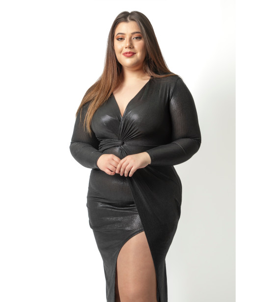 Vestido Metalizado com Repuxado
