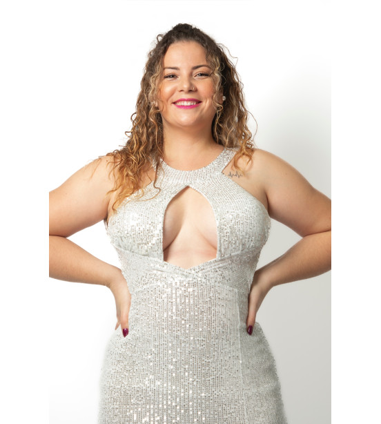 Vestido Branco com Lantejoulas