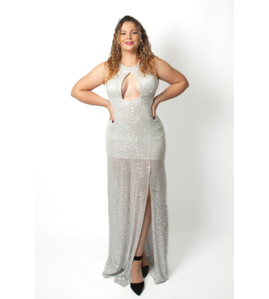 Vestido Branco com Lantejoulas