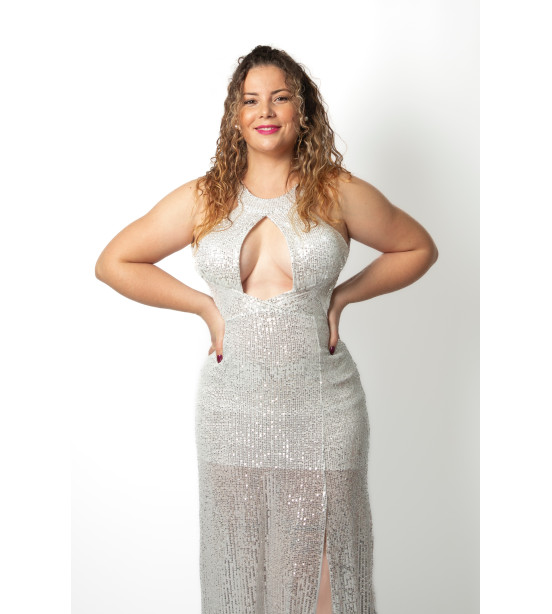 Vestido Branco com Lantejoulas