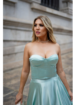 Conjunto de Corpete e Saia em Cetim