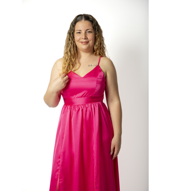 Vestido de 2 Rachas em Cetim