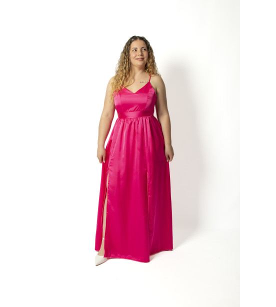 Vestido de 2 Rachas em Cetim