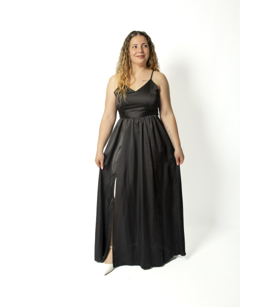Vestido de 2 Rachas em Cetim