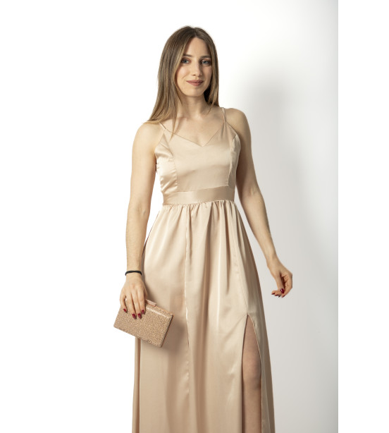 Vestido de 2 Rachas em Cetim