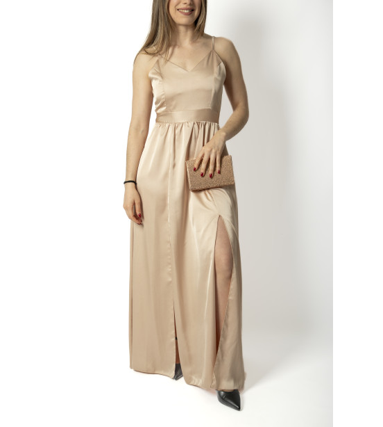 Vestido de 2 Rachas em Cetim