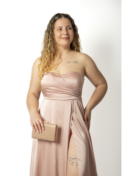 Vestido Cai Cai de Cetim com Copas 