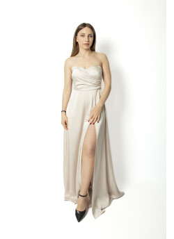 Vestido Cai Cai de Cetim com Copas 