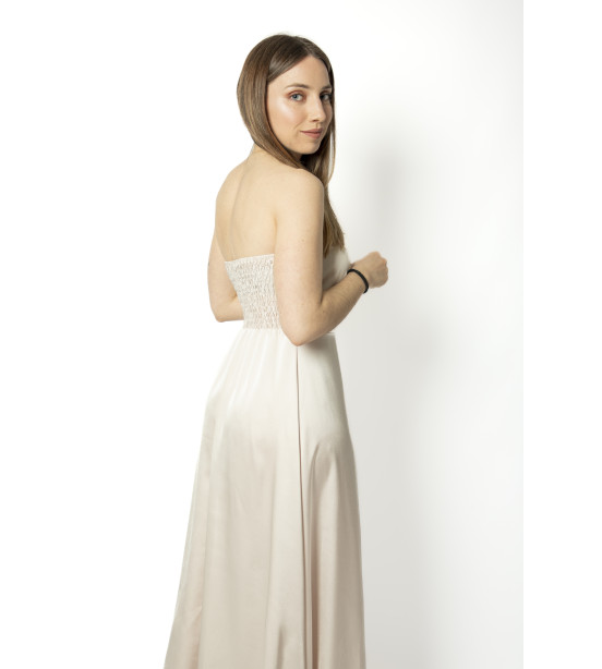 Vestido Cai Cai de Cetim com Copas 