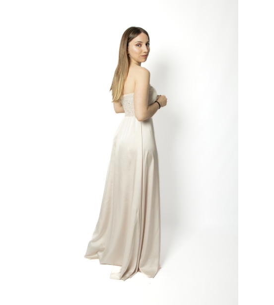Vestido Cai Cai de Cetim com Copas 