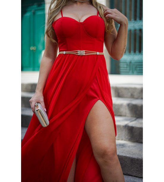 Vestido estilo Corpete com Racha