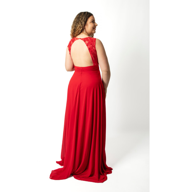 Vestido Vermelho com Costas Trabalhadas
